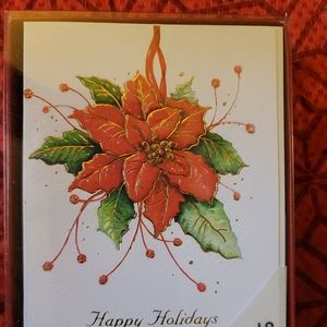 Poinsettia holiday cards, Christmas, white
